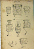 Original Old Antique Print C1890 Ancient Vases Gem Sculpture Cupid Sea Nymph