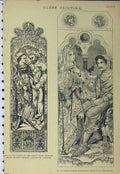 Old Antique Print Glass Painting C1890 Window St Peters Church Tennyson 19th