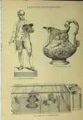 Original Old Antique Print C1890 Electro-Deposition Gsmith Bacchanalian Silver