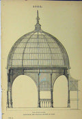 Original Old Antique Print Dome Exhibition 1862 Vertical Section 19th