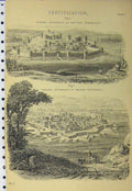 Original Old Antique Print C1890 General Appearance Ancient Fortresses Modern