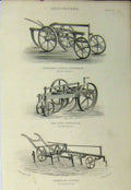 Old Antique Print C1890 Cultivators Farm Indian Grubber Reaper Scarifier 19th