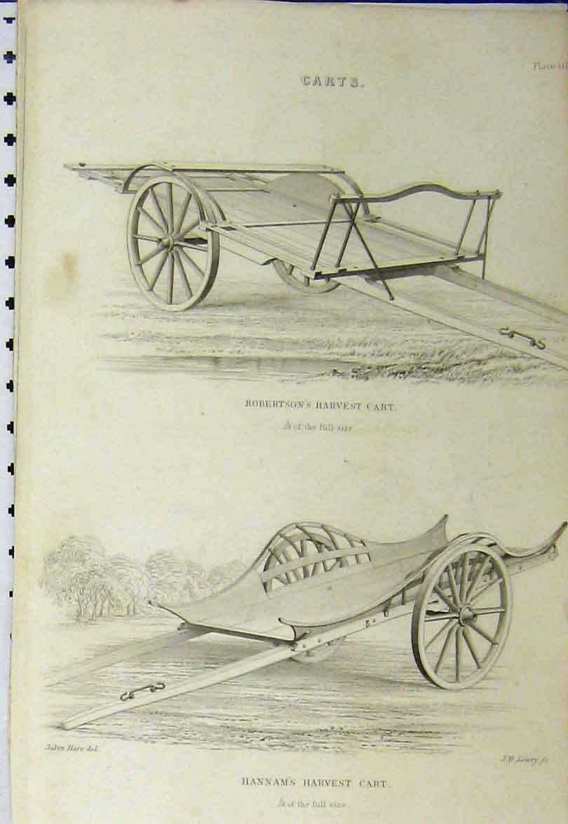 Original Old Antique Print C1890 Robertson Harvest Cart Hannam Scottish Tilt