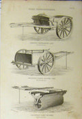Original Old Antique Print C1890 Cart Clod-Crusher Stratton Manure Crosskill