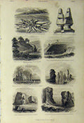 Original Old Antique Print C1890 Geology Granite Rocks Shetland Dongs Chasm