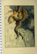 Original Old Antique Print C1890 Colour Man Hing Tree Cliff Smow Scene 19th