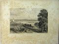 Original Old Antique Print View Plymouth Devon Country Scene Engraving Harding
