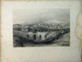 Original Old Antique Print View Ruins Djerash Bridge Viaduct Engraving Floyd