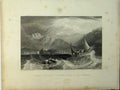 Original Old Antique Print Bombay Harbour Fishing Boats Monsoon Storm Engraving