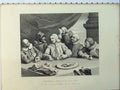 Old Antique Print Two Pages Columbus Breaking Egg Table Scene Engraving