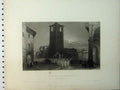 Original Old Antique Print Pignerol Moonlight Funeral Procession Engraving