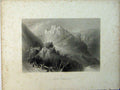 Original Old Antique Print View Castle Wildenstein Mountain Scene Engraving
