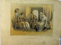 Original Old Antique Print Colour Family Man Chair Woman Baby Nightmare