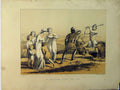 Original Old Antique Print Colour Great-Heart Attacks Giant Grim