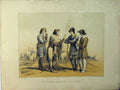 Original Old Antique Print Pilgrims Meeting Shepherds Sheep Colour Country