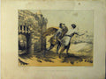 Original Old Antique Print Pilgrims Escape Doubting Castle Colour Gate