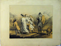 Original Old Antique Print Pilgrims Valley Shadow Death Lion Shield Colour