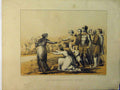 Original Old Antique Print Christiana Preparing Cross River Colour Farlane