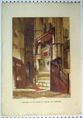 Original Old Antique Print Colour C1864 Entrance Chapel Edward Confessor 19th