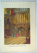 Original Old Antique Print Colour C1864 Westminster Abbey Henry Vii Chapel 19th