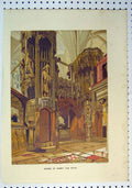 Original Old Antique Print Colour C1864 Shrine Henry Fifth Leighton Brothers
