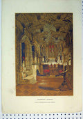 Original Old Antique Print C1864 Colour Chantry Chapel Beauchamp Chapel 19th