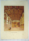 Original Old Antique Print 1864 Colour Interior St Georges Hall Windsor 19th