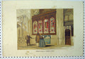 Original Old Antique Print 1864 Colour Painted Screen St Georges Chapel 19th