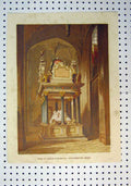 Original Old Antique Print Tomb Queen Elizabeth Westminster Abbey 1864 Colour