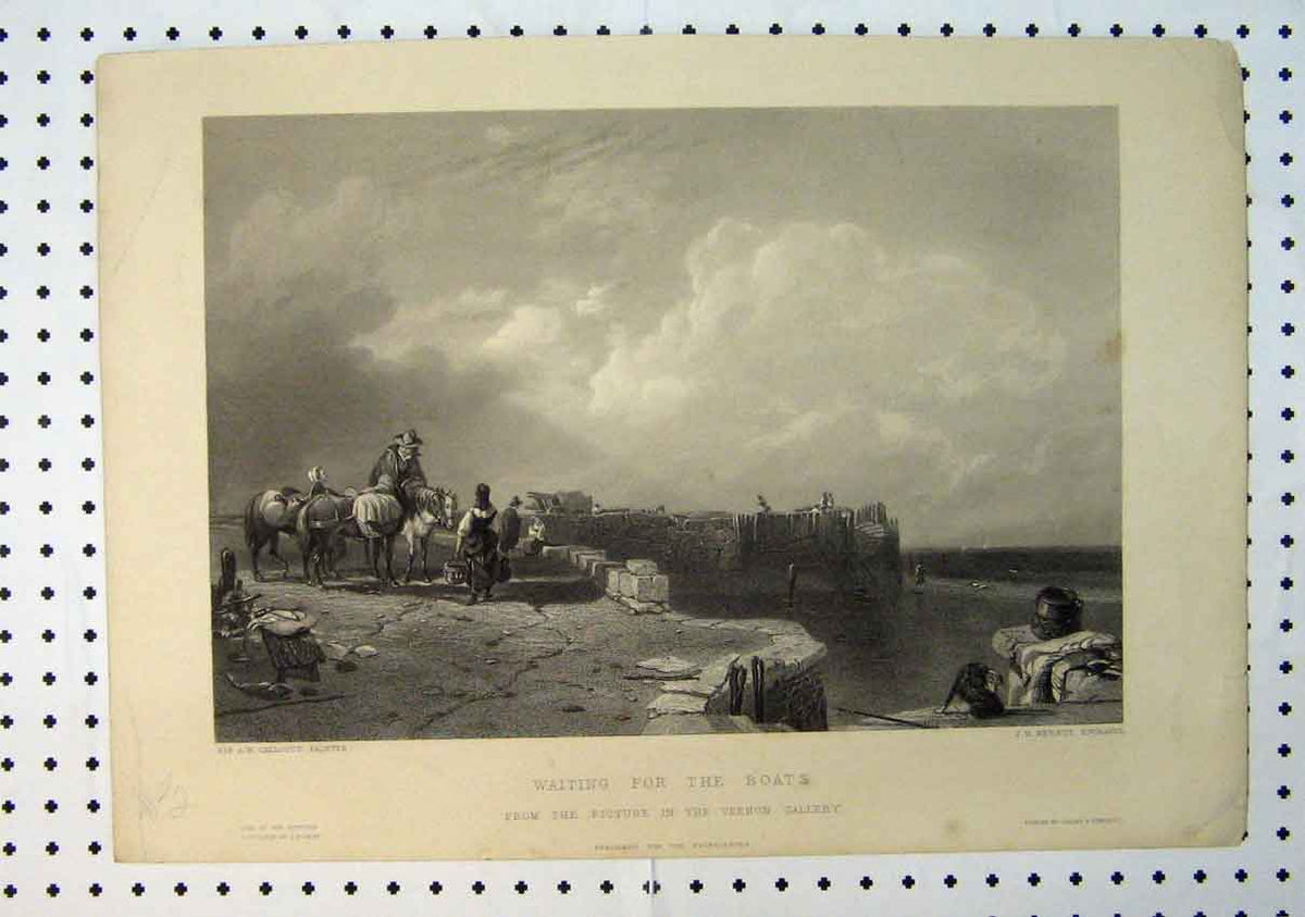 Original Old Antique Print East View Cottage-Garden Strawberry Hill C1864 19th