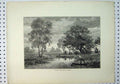 Original Old Antique Print C1864 View Mare River Belle Croix Man Fishing 19th