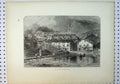 Original Old Antique Print C1864 View Town Bouillon River Bridge Horse Houses