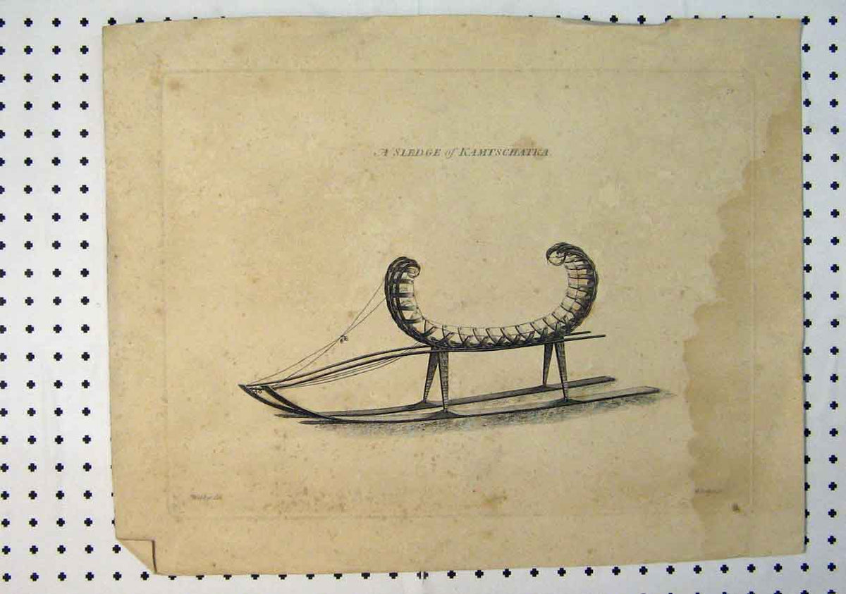 Original Old Antique Print C1864 View Sledge Kamtschatka Transport Victorian