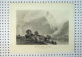 Original Old Antique Print C1864 View Romsdalhorn Mountain Scene Lake Victorian