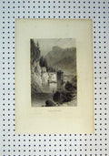 Original Old Antique Print C1864 View Finstermunz Bridge Country Scene River