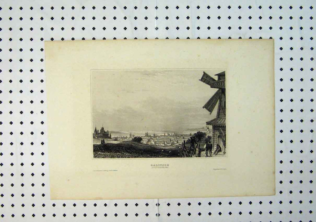 Original Old Antique Print View Galitsch C1864 Gouvt Kostroma Village Scene