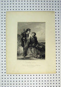 Original Old Antique Print 1840 Fisher Boys Sea Scene Brandard 19th