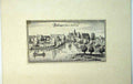 Original Old Antique Print C1864 View Butlingen Village Scene Trees Boats River