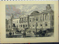 Original Old Antique Print C1850 Street Scene Register House Edinburgh Building