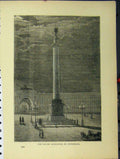 Original Old Antique Print C1850 View Column Alexander St Petersburg Victorian