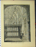 Original Old Antique Print C1850 View Henry Vii Chapel Westminster Abbey 19th