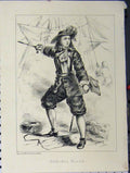 Original Old Antique Print Cassell British Battles C1850 Admiral Blake 19th