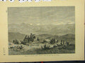 Original Old Antique Print C1850 Scene Bolivia View City Sucren Mountain View