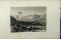 Original Old Antique Print C1850 View Nabulus Men Horses Country Scene 19th