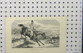 Original Old Antique Print Hunter Horse C1850 Man Jumping Fence Dogs Country