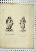 Original Old Antique Print C1850 Arabian Dresses Young Women Water Victorian