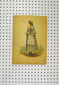 Original Old Antique Print C1850 Colour Portrait Miss Hardcastle Servant Dress