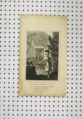 Original Old Antique Print 1822 Feeble Saint Knight Man Table Fight 19th