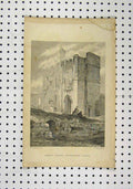Original Old Antique Print C1850 View Percy Chapel Warkworth Casle Victorian