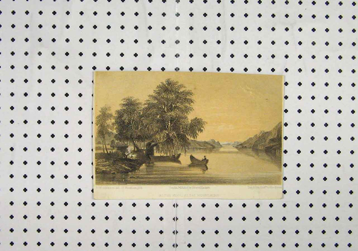Original Old Antique Print C1850 Sepia Altkin Kool Altai Mountains Country 19th